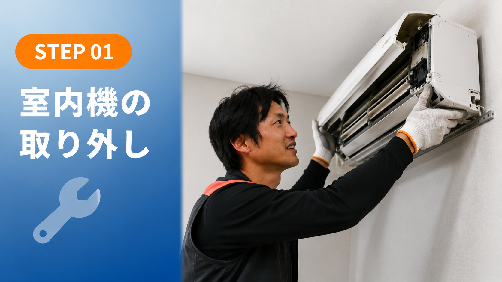 室内機の取り外し作業